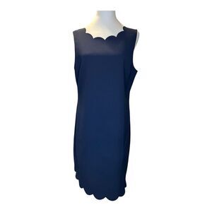J. Crew factory Women's‎ Size 14 Navy Blue Scalloped Sleeveless Shift Dress